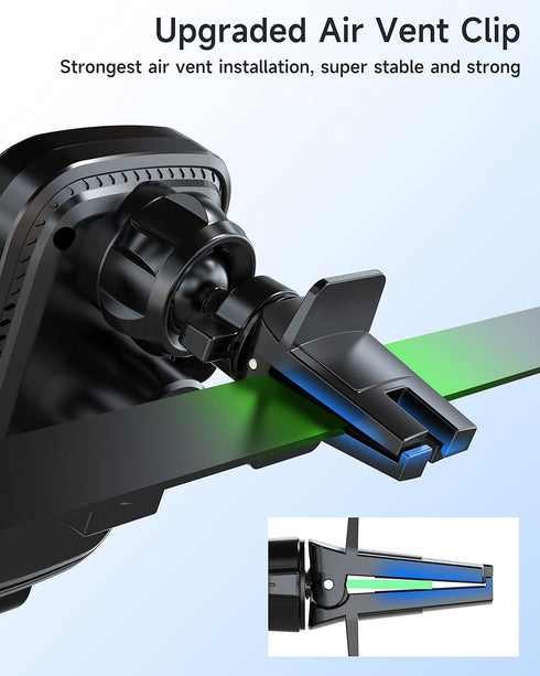 ZOOAUX Wireless Car Charger Vent Mount, 15W Fast Charging Auto-Clamping Car Mount, Air Vent Car Phone Holder for iPhone 15/15 Pro/14/13 Pro/XS/XR/...