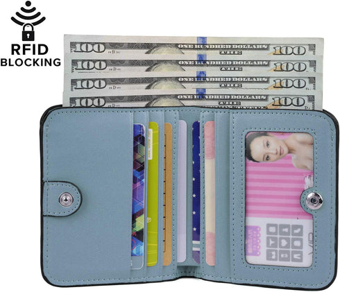 YALUXE Genuine Leather Small Wallets for Women Ladies Mini Coin Purse Cash Card Holder RFID Protected Compact Thin Pocket Size...