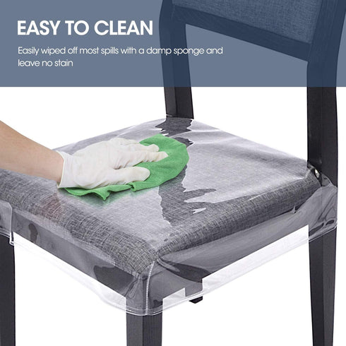 Zipcase 6 Pack Stain, Water and Kitty Scratch Resistant Clear Dining Chair Covers/Slipcovers Chair Protector Waterproof PVC Material, 17”D x 18”W ...