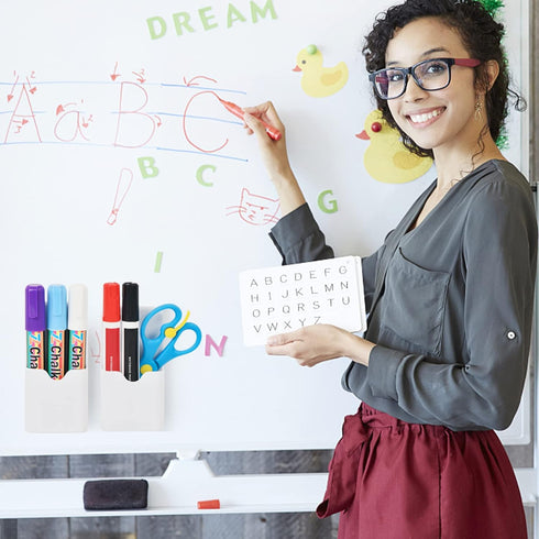 Simetufy 2pcs Magnetic Pen Holder, Magnetic Whiteboard Marker Holder, Mgnetic Pencil Holder for Refrigerator, Magnetic Pencil Holder for Locker(Wh...