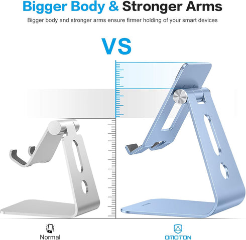 OMOTON Adjustable Tablet Stand for Desk, Upgraded Longer Arms for Greater Stability, T2 Tablet Holder with Hollow Design for Bigger Sized Phones a...