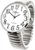 Blekon Collections Silver Super Large White Face Case Size 43mm EXTRA LARGE Stretch Band Japanese Movement PC21J Fashion Watch...