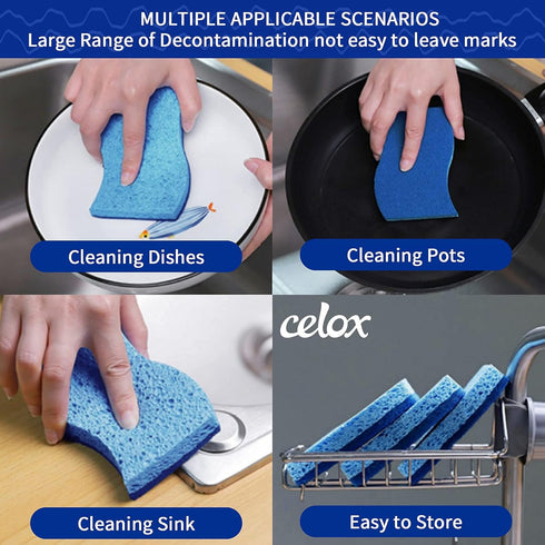 CELOX 12 Pack Non-Scratch Dish Sponge, Dual Sided Kitchen Sponges for Dishes, Long Lasting Dishwashing Household Cleaning Sponges for Kitchen, Eas...