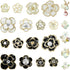 21Pcs Rhinestone Pearl Embellishments Mixed Colors Flower Imitation Pearl Alloy Flatback Cabochons Accessories Set for DIY Jewelry Making...
