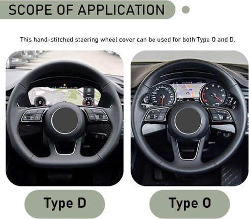 1 PC Car Steering Wheel Cover with 2 PCS Sewing Tool, 14.9In Durable Waterproof Leather Steering Wheel Protector, Universal Breathable Elastic Ste...