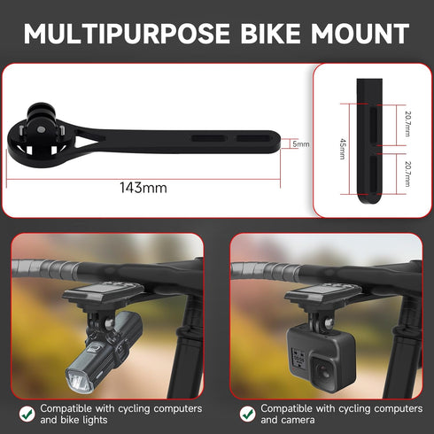 Aero Integrated Handlebar Bike Computer Mount for Wahoo Elemnt Garmin Edge Bryton Rider Stages Dash Hammerhead Cateye, for GoPro Action Camera and...