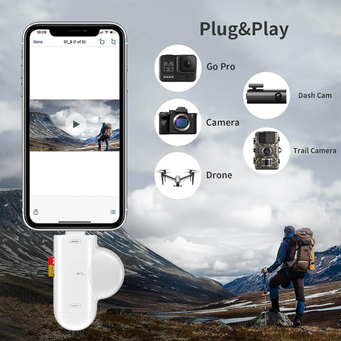SD Card Reader for iPhone ipad Android Mac Computer Camera, 3-in-1 USB-C to Micro SD Card Reader Trail Camera Viewer,Portable Memory Card Reader S...
