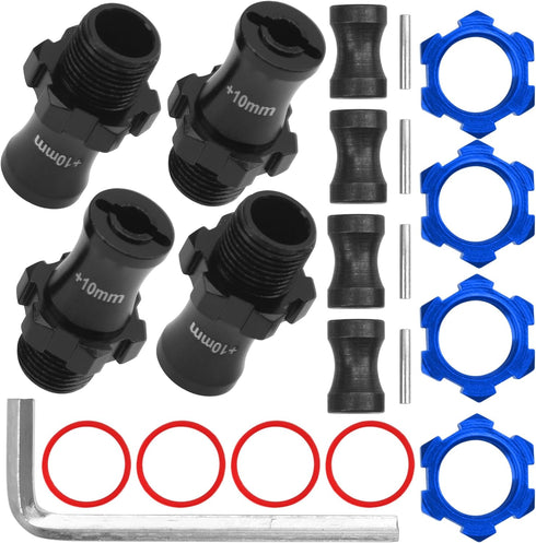 ShareGoo Metal +10mm Extended 17mm Splined Wheel Hex Hub Adapter Compatible with 1/10 Slash 2WD 4X4 Rustler Stampede Bandit 2WD 4X4 RC Car (Blue)...