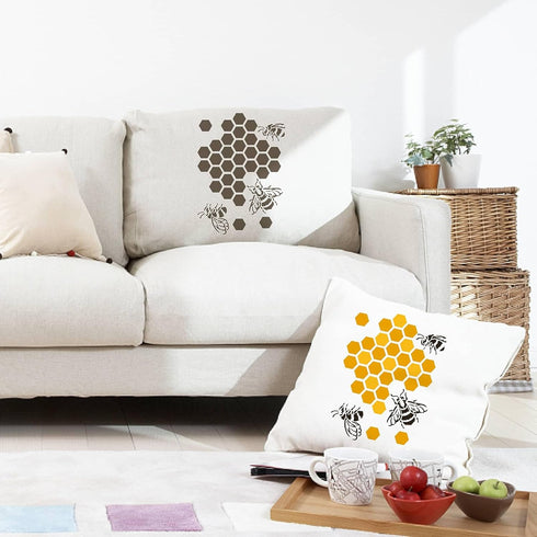GORGECRAFT 8.27"x11.7" Bee Honeycomb Theme Stencil Plastic Drawing Art Reusable Template Sets Hexagon Reusable Template for Wall Wood Tile Floor F...