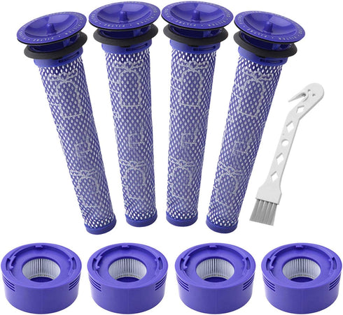 Lemige 4 Pre-Filters and 4 Post-Filters Replacement Compatible with Dyson V7, V8 Animal and Absolute Vacuum, Compare to Part 965661-01 and 967478-...