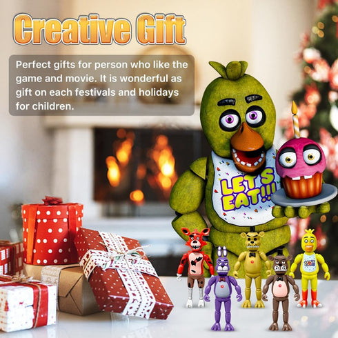 Action Figures Set, 5 Pcs Action Figures Toys, 5.5 Inches Movable Joints Collectible Toys Set with Light Gifts Cake Toppers for Video Games Fans B...
