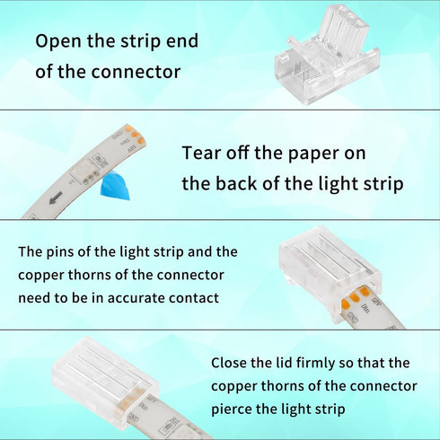 HOMELYLIFE 3 Pin LED Strip Connector Solderless 10 Pcs with 16.4ft Extension Cable 3 Conductor for Waterproof or Non-Waterproof 10mm Wide WS2811 W...