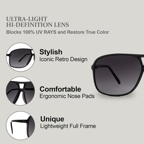 NYS Collection Square Aviator Sunglasses Womens Mens 70s Double Bridge Large Frame...