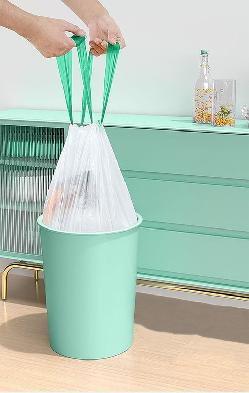 4 Gallon Small Trash Bags 45Count Bathroom, Thickened Drawstring Faint Scented White Mini Garbage Bags for Home, Office, Kitchen (Green Drawstring...