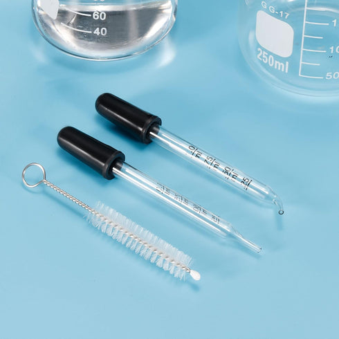 PATIKIL Eye Dropper, 2pcs 1ml Glass Bent Tip Graduated Ear Dropper with Rubber Bulbs for Transfer Liquids for Dose and Measurement, Clear...