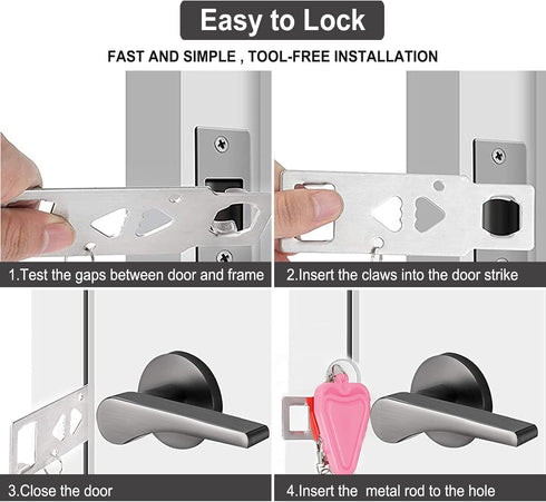 Portable Door Lock,Heavy Duty Hotel Travel Door Lock for Additional Safety and Privacy for Hotel,Apartment, Home, Bedroom, School and Prevent Unau...