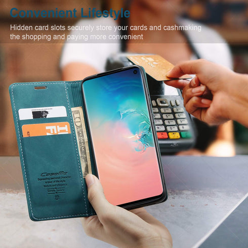 Samsung Galaxy S10 Wallet Case, Magnetic Stand Leather Flip Protective Case with ID & Credit Card Slots Holder Case Wallet for Galaxy S10(Blue)...