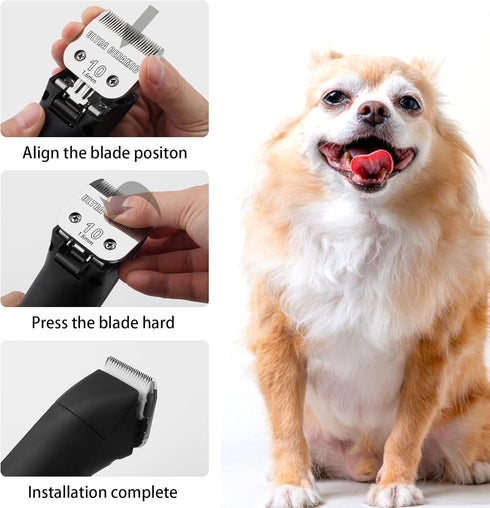 Detachable Pet Clipper Blades, Made of Ultra Ceramic & Stainless Steel, Dog Grooming #10 Blade Compatible with Andis,Oster A5,Wahl KM Series Clipp...