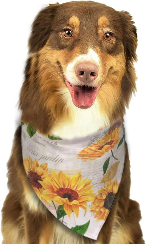 Sunflower Vintage Dog Bandana Scarf Triangle Bibs Pet Accessories Cat Kerchief...