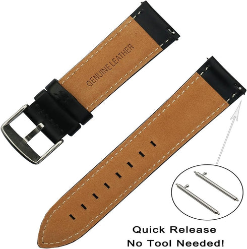 OTOPO for Galaxy Watch 3 45mm/Galaxy Watch 46mm Bands, 22mm Quick Release Leather Bracelet Replacement Strap for Samsung Gear S3/Ticwatch Pro Smar...