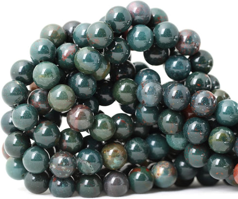 35PCS 10mm Natural Indian Bloodstone Round Loose Beads for Jewelry Making DIY Bracelet Necklace Materials 1 Strand 15"...