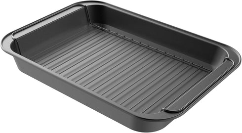 Roasting Pan with Rack-Nonstick Oven Roaster with Removable Grid to Drain Fat and Grease-Healthier Cooking with Kitchen Bakeware by Classic Cuisin...