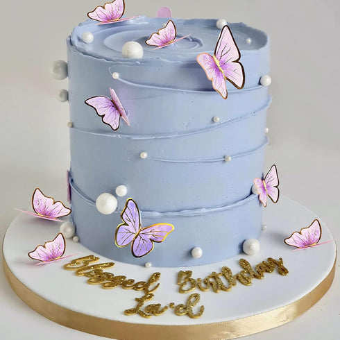 Set of 66 Pack Purple Gold Cupcake Toppers Mixed Size&Colour 3D Butterfly Cake Picks Decorations with Dot Glue and Support Stick for Girl Women We...