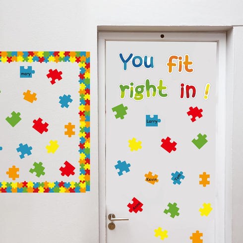 chiazllta Welcome Bulletin Board for Classroom with Inspirational Accents Puzzle Pieces Bulletin Board Decorations for Chalkboards School Door Dec...