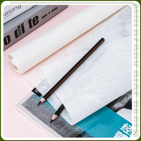 2 Rolls 10.43 x 287.4 Inch of Mulberry Paper Traditional Handmade Rice Paper Decoupage Papers Roll Natural Decoupage Tissue Paper Origami Paper Ro...