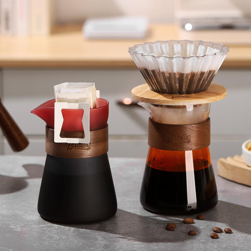 Bincoo Pour Over Coffee Maker Holds 4 Cups, 16.9oz Coffee Dripper Borosilicate Glass Coffee Carafe Brewer,Permanent Resuable Removable Coffee Serv...