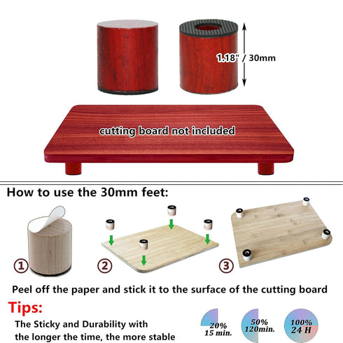 Wood Cutting Board Feet, Non-Slip Cutting Board Feet, Wooden Feet for Cutting Board, Cutting Board Legs to Raise Cutting Board (Padauk Short)...