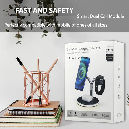 Wireless Charging Stand - Fast Wireless Charger - 3 in 1 Charging Station for Apple AirPods Pro 3 2 Apple Watch Ultra 8 7 SE 6 5 4 iPhone 14Series...