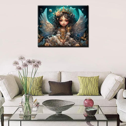 Tucocoo Angel Girl Paint by Numbers for Adults Angel Wing DIY Adult Paint by Number Kits On Canvas Golden Crown Painting by Numbers for Beginners ...