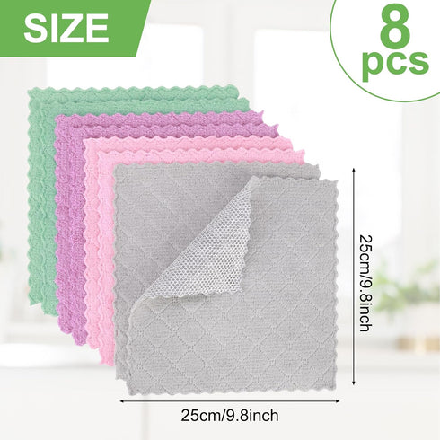 Double-Sided Microfiber Cleaning Cloths - Multipurpose Non Scratch Wire Dishcloth & Microfiber Rags - Reusable Dish Cloth for Kitchen, Car, and Ho...