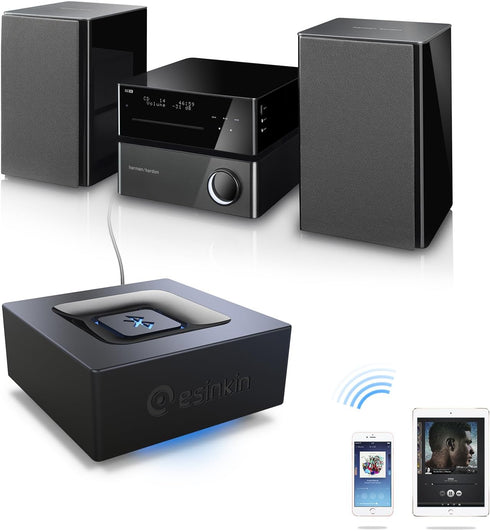 esinkin Bluetooth Audio Adapter for Music Streaming Sound System, Wireless Audio Adapter Works with Smartphones and Tablets, Wireless Adapter for ...
