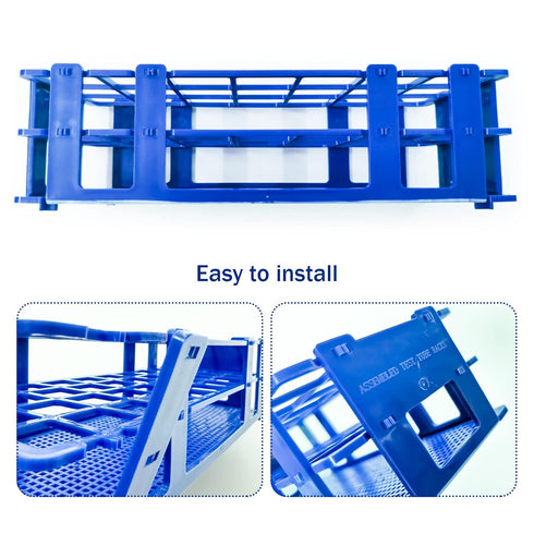 3 Packs Plastic Test Tube Rack, 21 Holes Lab Test Tube Rack Holder for 30mm Test Tubes, Blue, Detachable (21holes)...