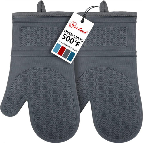 Yutat Silicone Oven Mitts, Oven Gloves with Non-Slip Silicone, 600 Degree Heat Resistant, Soft Cotton Lining, Waterproof and BAP-Free, Oven Mitts ...