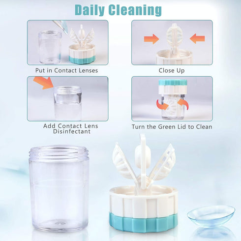 Contact Lens Travel Kit with Cleaner Washer, Portable Contact Box with Mirror Tweezers Remover Tool Solution Bottle for Daily Outdoor (Golden)...