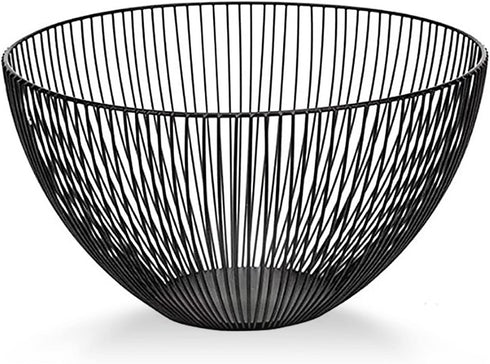Wire Fruit Basket Fruit Bowl Kitchen Fruit Basket Stand Fruit Bowls for the Counters Metal Fruit Bowl (Black, Round)...