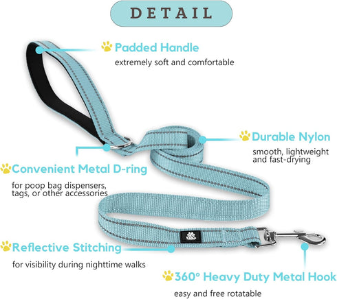 FURRYFECTION Reflective Dog Collar and Leash Set with Quick Release Buckle, Padded with Neoprene Adjustable Nylon Dog Collar for Small Medium and ...