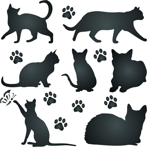 Cat Stencil, 6.5 x 6.5 inch (M) - Pet Friend Animal Feline Silhouette Stencils for Painting Template...