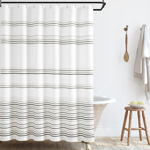 jinchan Multi Grey and White Shower Curtain Ombre Fabric Shower Curtains for Bathroom Modern Striped Shower Curtain Waterproof in Bath 70x72 inche...