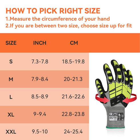 Safety Work Gloves, Impact Gloves for Men Women,Cut Resistant Non-Slip Heavy Duty Gloves with Nitrile Grip,Touch Screen Gloves with Impact Protect...