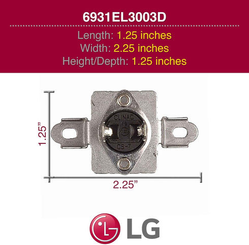 LG 6931EL3003D Genuine OEM Thermal Fuse For LG Dryers,Silver