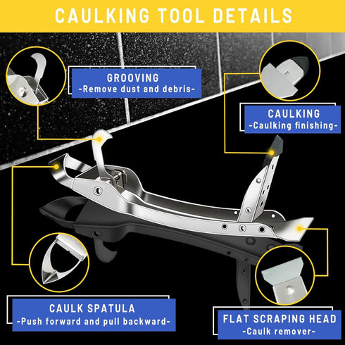 Silicone Caulking Tools Kit Stainless Steel Grout Removal Tool,4 in 1 Tile Caulk Remover Tool,Caulk Tool Sealant Scraper Finishing Tools for Kitch...
