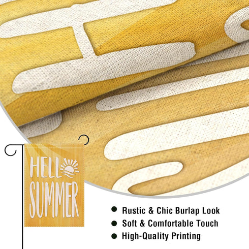 Hello Summer Yellow Small Decorative Garden Flag, Sun Sunshine Yard Lawn Outside Decor, Seasonal Burlap Outdoor Home Decoration Double Sided 12 x ...