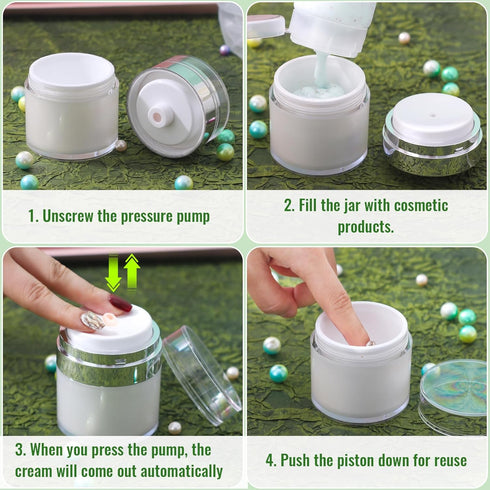 Airless Pump Jar 1.7oz, 50ml Airless Pump Bottles, Acrylic Moisturizer Pump for Thick Moisturizer, Skincare Cream (1.7fl.oz-1Pack)...