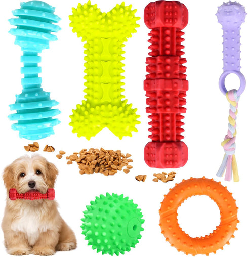 Puppy Chew Toys for Teething, Puppy Toys 6 Pack, Dog Toys for Small Dogs, Squeaky Dog Toy, Puppy Teething Toys for Teeth Cleaning & Gum Massage, A...
