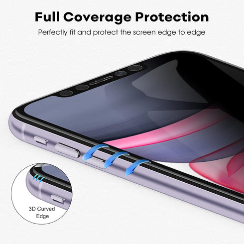 JETech 4 Way 360° Privacy Screen Protector for iPhone 11/iPhone XR 6.1-Inch, Anti-Spy Full Coverage Tempered Glass Film with Easy Installation Too...