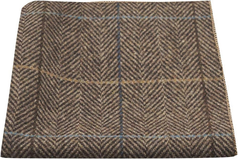 King & Priory Luxury Walnut Brown Tweed Pocket Square, Handkerchief...